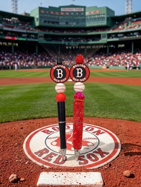 Hand Crafted Other - Boston Red Sox Custom Beaded Pen Set-  Game Day Gift - Refills Included